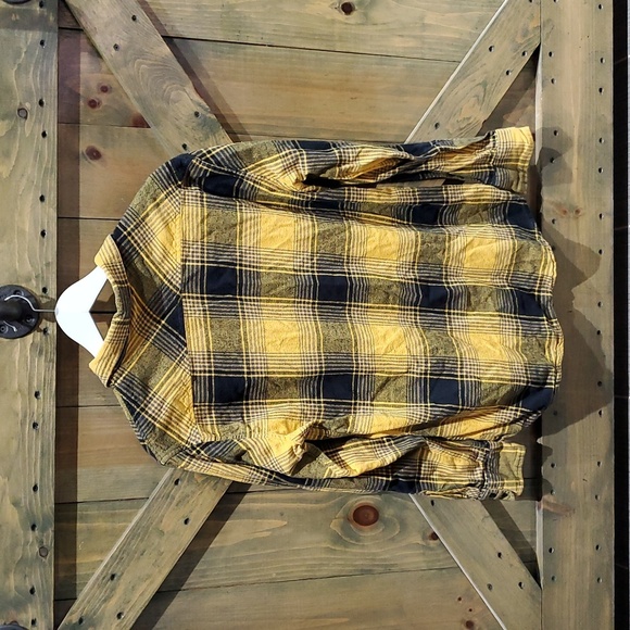 VTG TONY HAWK PLAID YELLOW BLACK LONG SLEEVE SHIRT SKATEBOARD GRIND - Picture 6 of 6